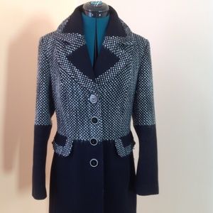 Elema Black & White Wool Blend Coat ~ US4/6